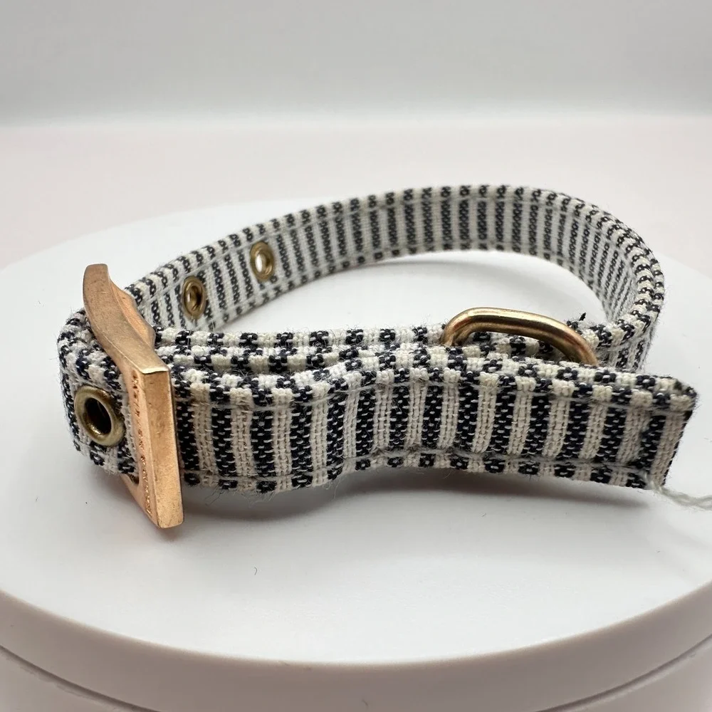 Vintage Y2K Gold Tone Boots & Barkley Black White‎ Striped Dog Collar Buckle